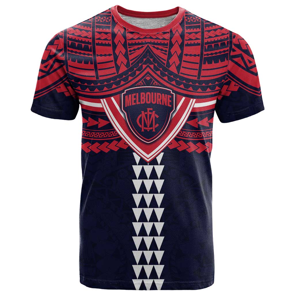 Personalized Melbourne Demons T Shirt Polynesian Tribal Pattern Heritage Football