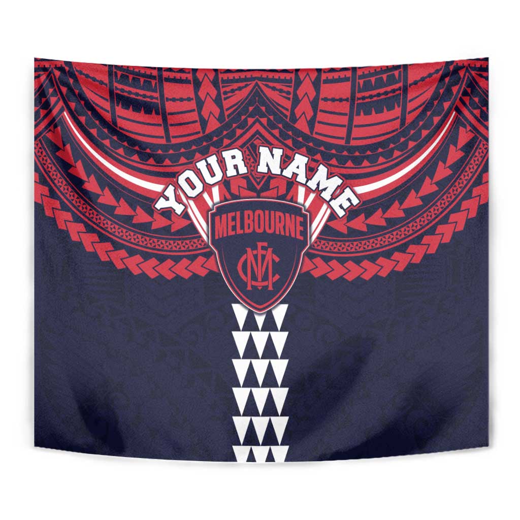 Personalized Melbourne Demons Tapestry Polynesian Tribal Pattern Heritage Football