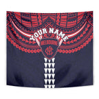 Personalized Melbourne Demons Tapestry Polynesian Tribal Pattern Heritage Football