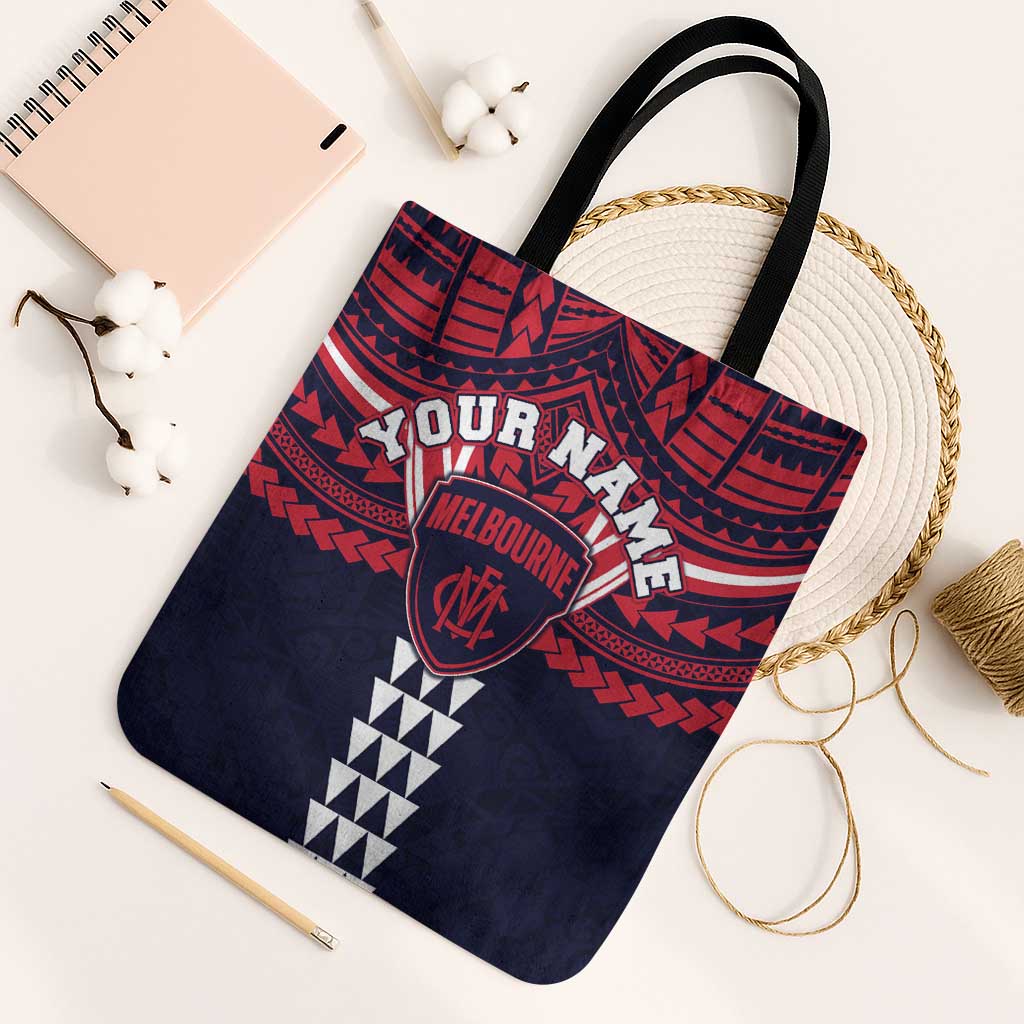 Personalized Melbourne Demons Tote Bag Polynesian Tribal Pattern Heritage Football