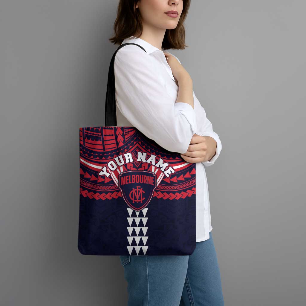 Personalized Melbourne Demons Tote Bag Polynesian Tribal Pattern Heritage Football