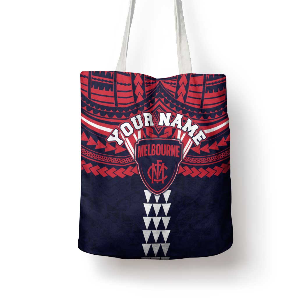 Personalized Melbourne Demons Tote Bag Polynesian Tribal Pattern Heritage Football