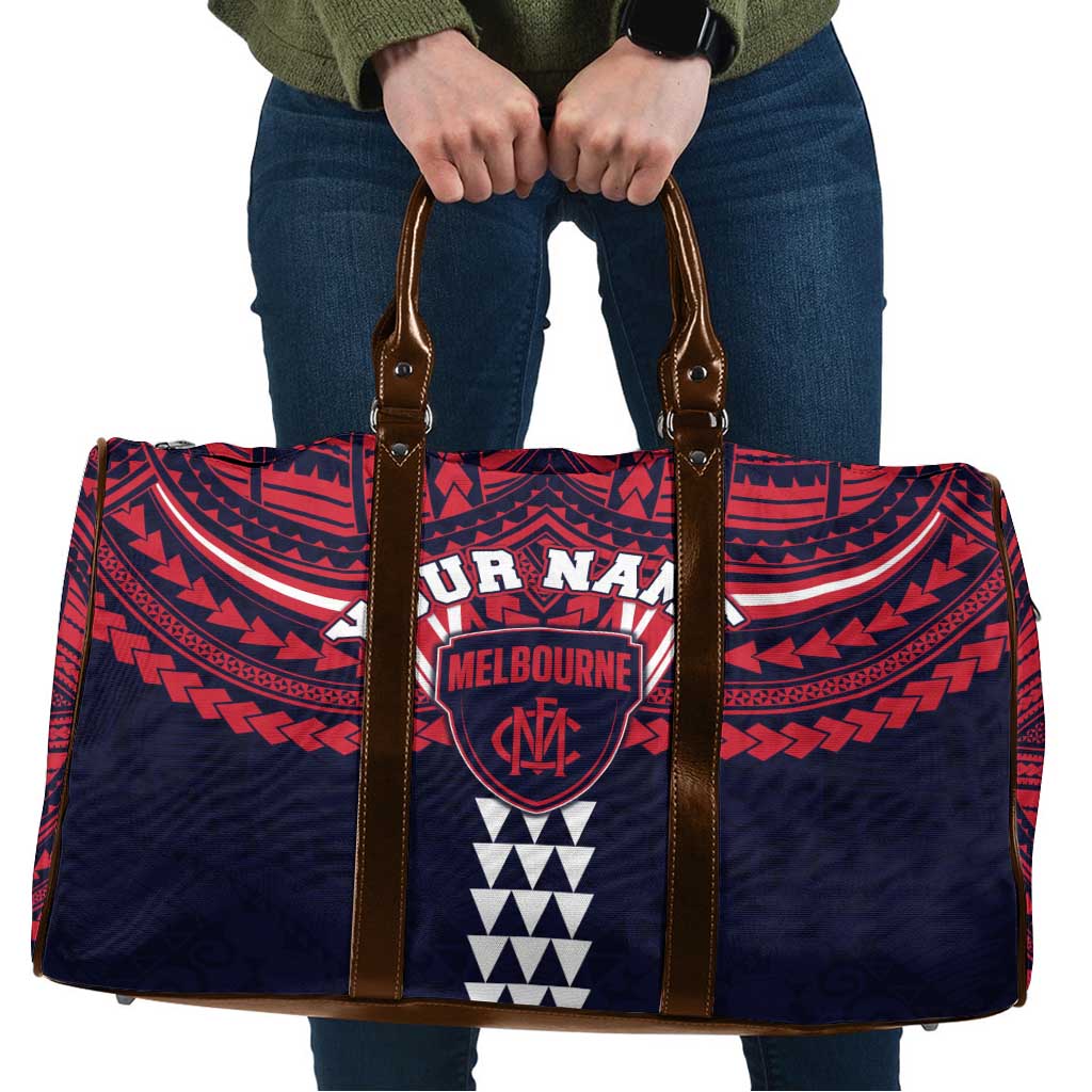 Personalized Melbourne Demons Travel Bag Polynesian Tribal Pattern Heritage Football