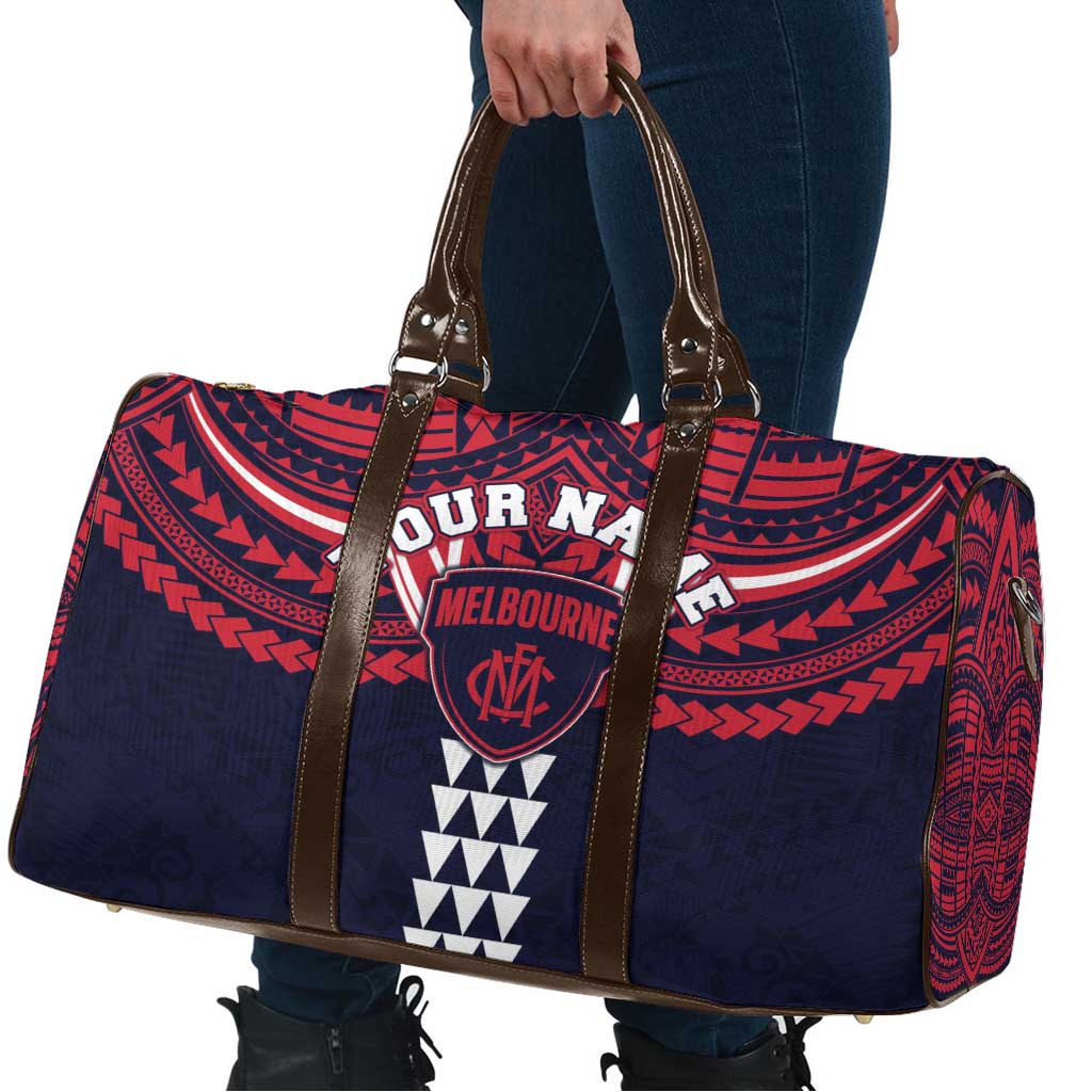 Personalized Melbourne Demons Travel Bag Polynesian Tribal Pattern Heritage Football