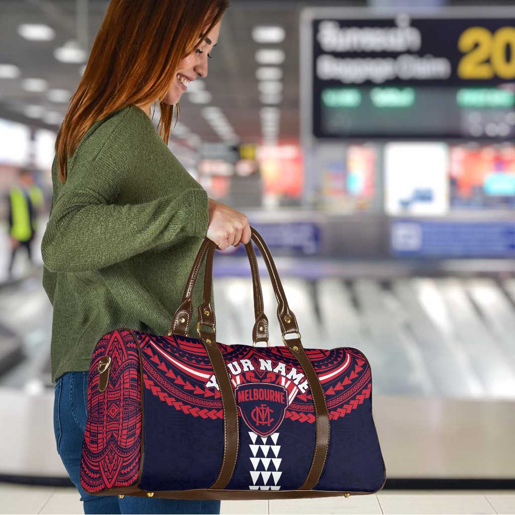 Personalized Melbourne Demons Travel Bag Polynesian Tribal Pattern Heritage Football