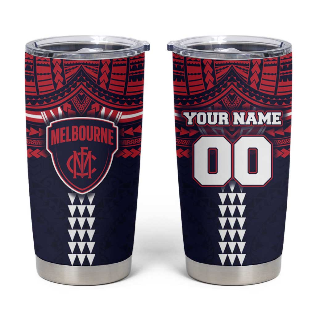 Personalized Melbourne Demons Tumbler Cup Polynesian Tribal Pattern Heritage Football