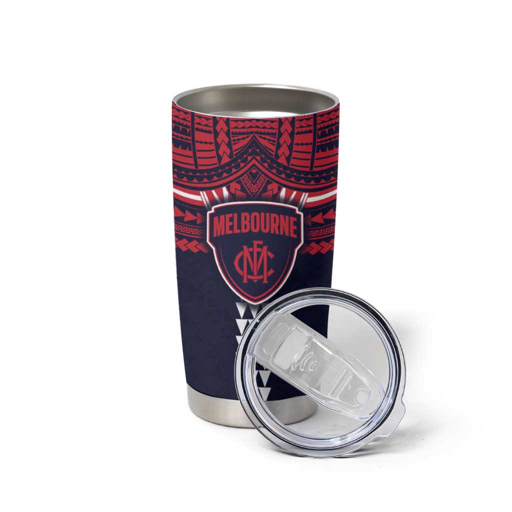 Personalized Melbourne Demons Tumbler Cup Polynesian Tribal Pattern Heritage Football