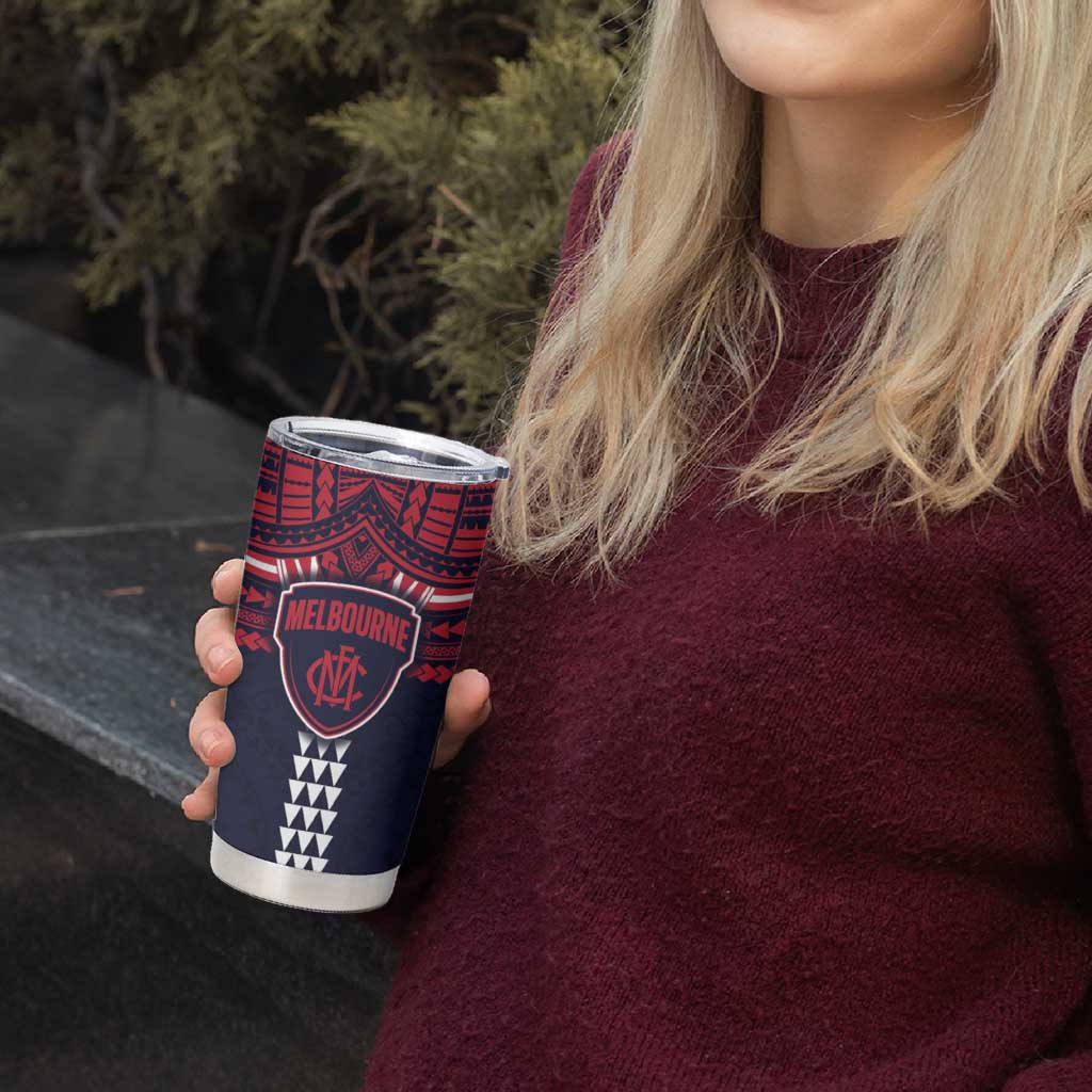 Personalized Melbourne Demons Tumbler Cup Polynesian Tribal Pattern Heritage Football