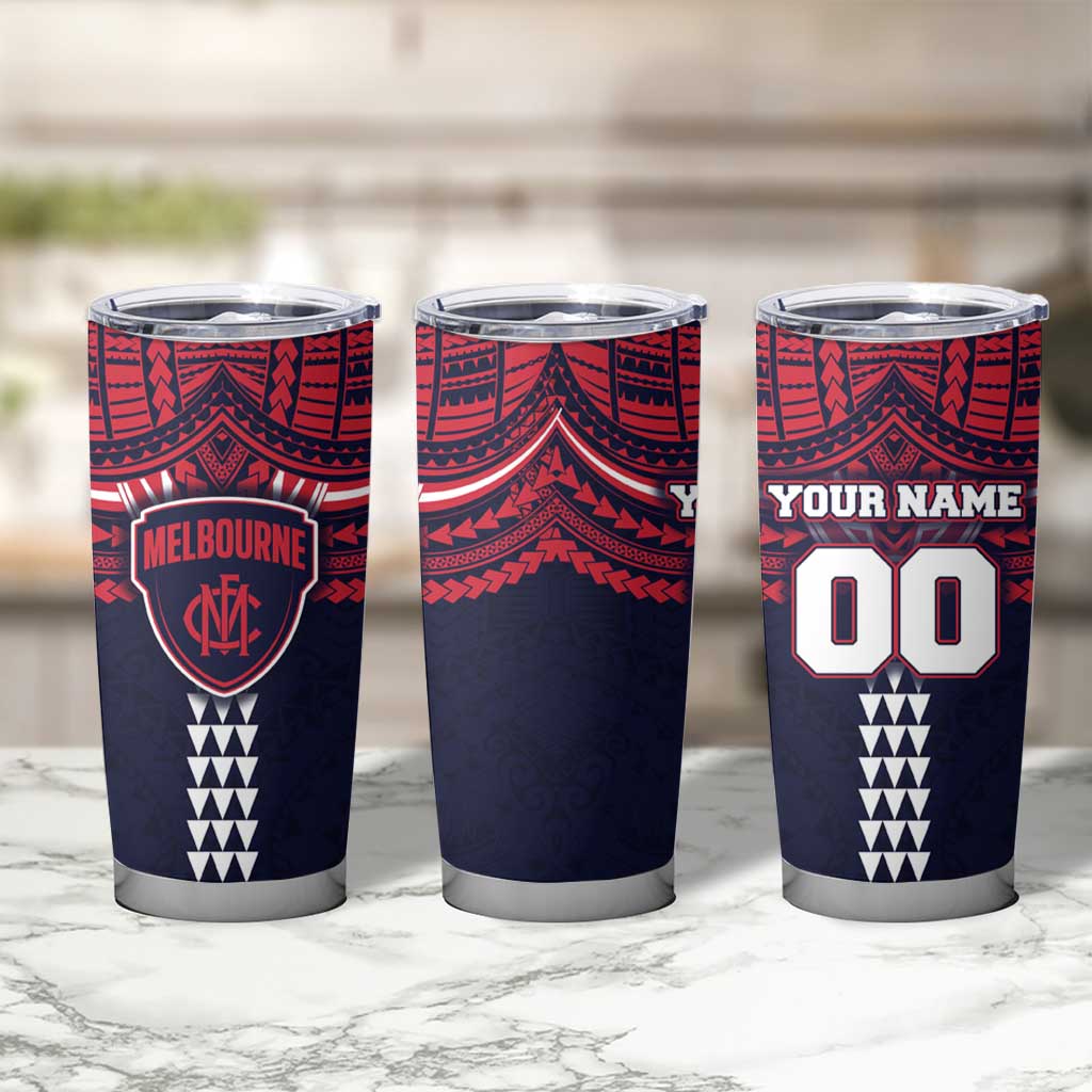 Personalized Melbourne Demons Tumbler Cup Polynesian Tribal Pattern Heritage Football