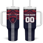 Personalized Melbourne Demons Tumbler With Handle Polynesian Tribal Pattern Heritage Football