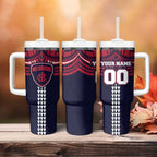 Personalized Melbourne Demons Tumbler With Handle Polynesian Tribal Pattern Heritage Football