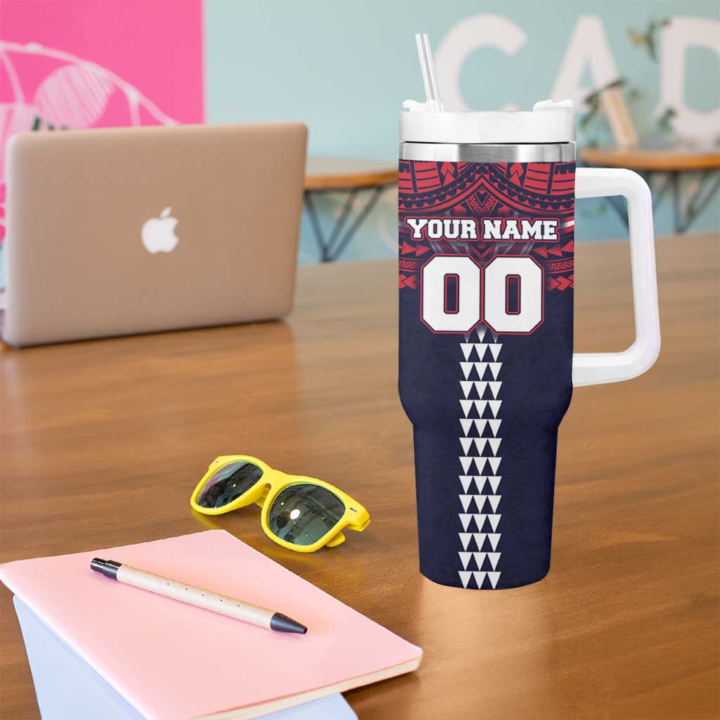 Personalized Melbourne Demons Tumbler With Handle Polynesian Tribal Pattern Heritage Football