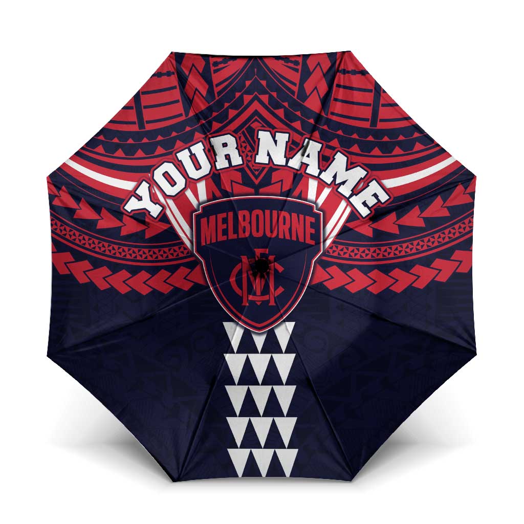 Personalized Melbourne Demons Umbrella Polynesian Tribal Pattern Heritage Football