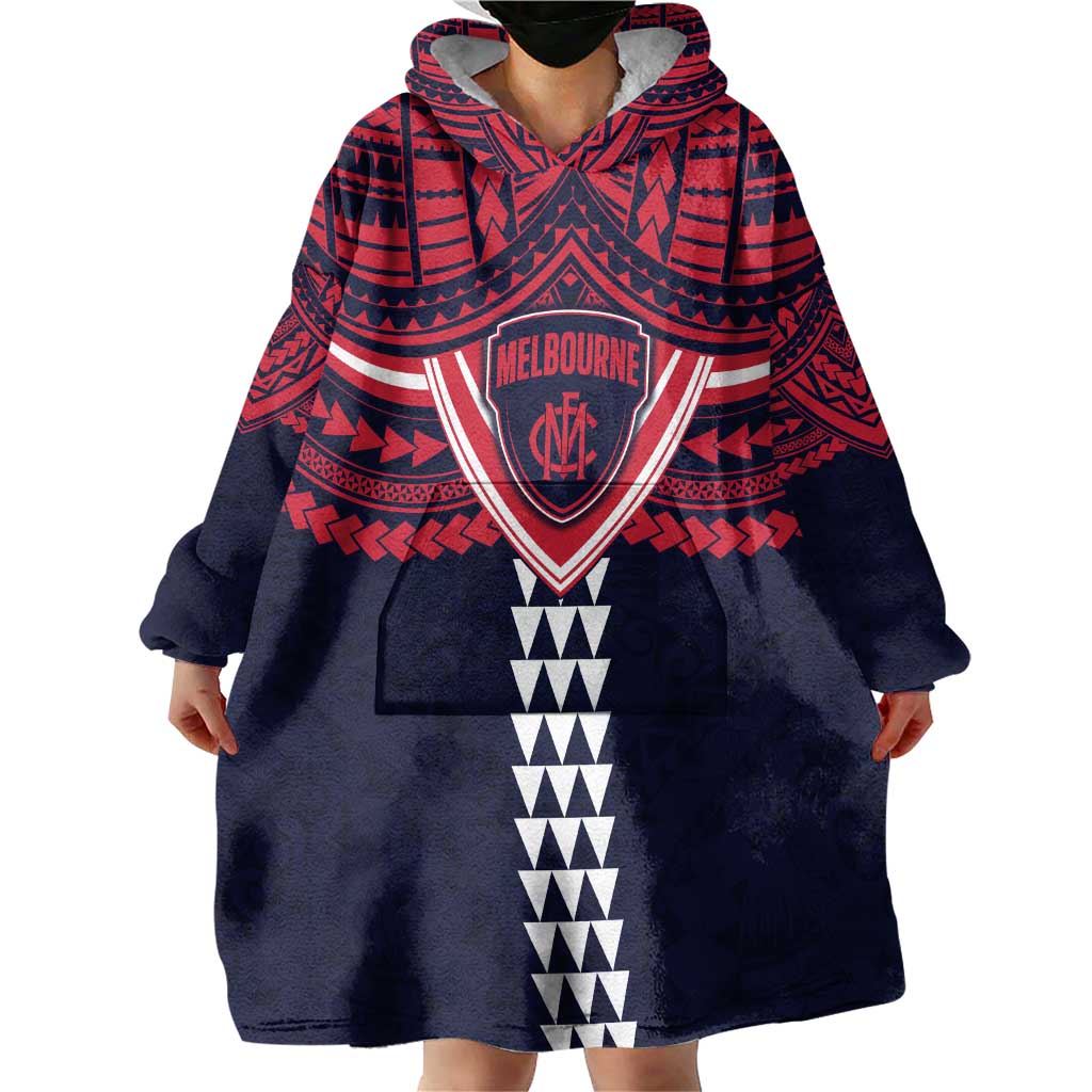 Personalized Melbourne Demons Wearable Blanket Hoodie Polynesian Tribal Pattern Heritage Football