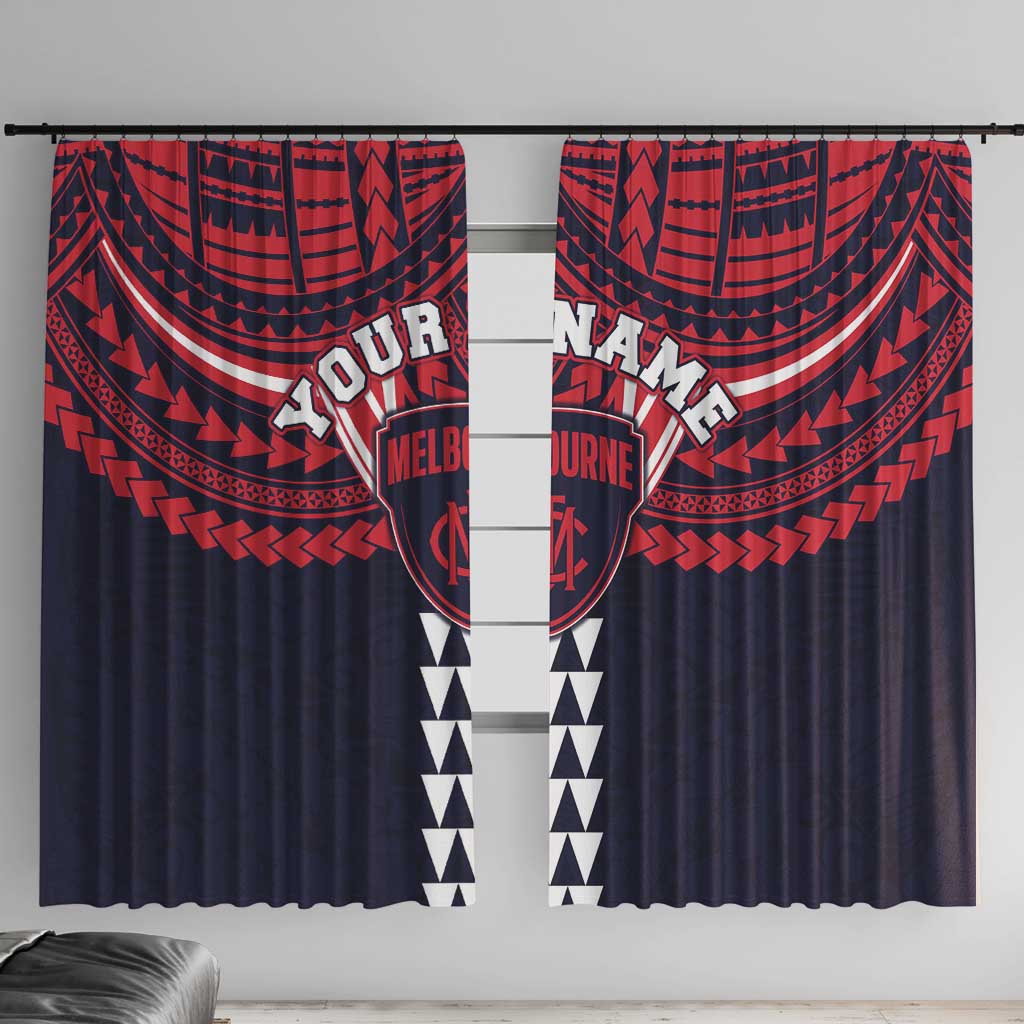 Personalized Melbourne Demons Window Curtain Polynesian Tribal Pattern Heritage Football