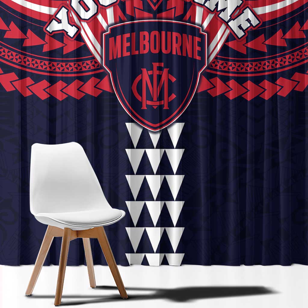 Personalized Melbourne Demons Window Curtain Polynesian Tribal Pattern Heritage Football