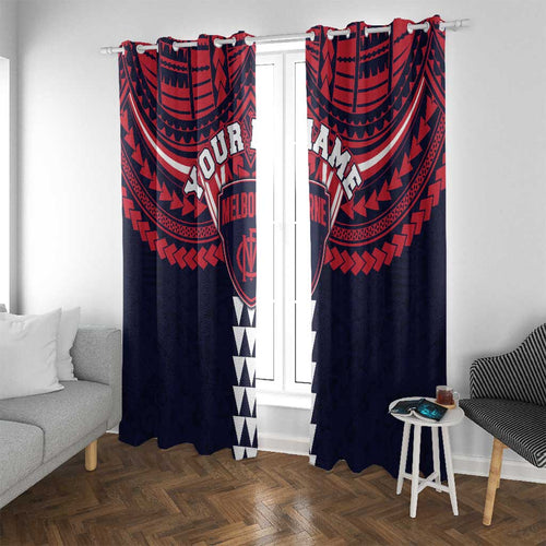 Personalized Melbourne Demons Window Curtain Polynesian Tribal Pattern Heritage Football