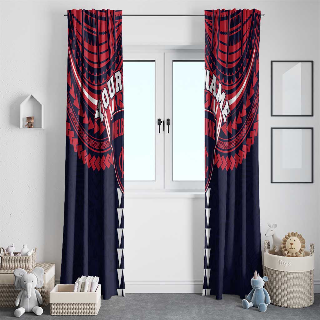 Personalized Melbourne Demons Window Curtain Polynesian Tribal Pattern Heritage Football