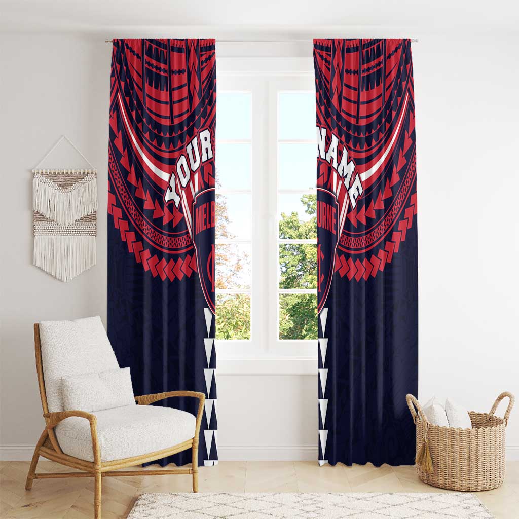 Personalized Melbourne Demons Window Curtain Polynesian Tribal Pattern Heritage Football