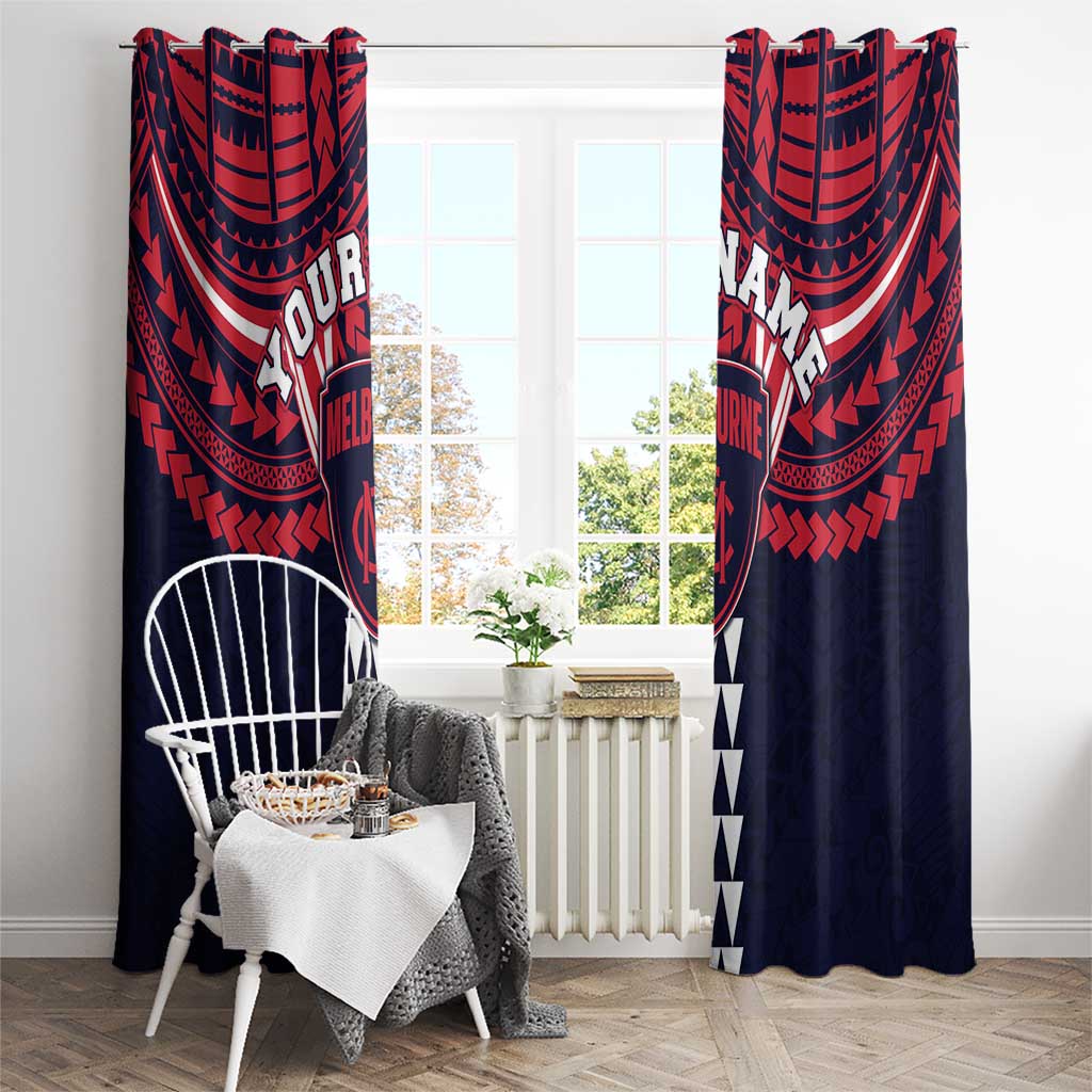Personalized Melbourne Demons Window Curtain Polynesian Tribal Pattern Heritage Football