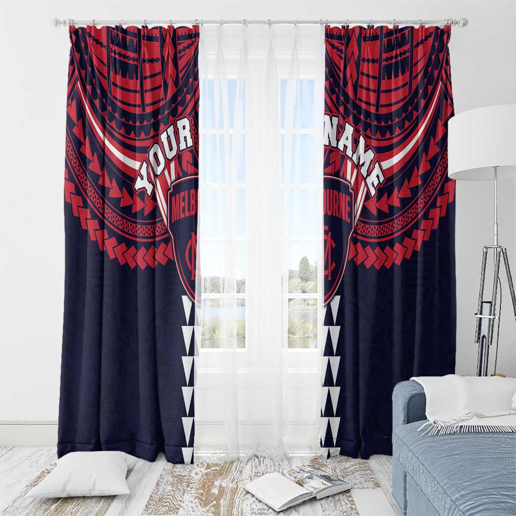 Personalized Melbourne Demons Window Curtain Polynesian Tribal Pattern Heritage Football