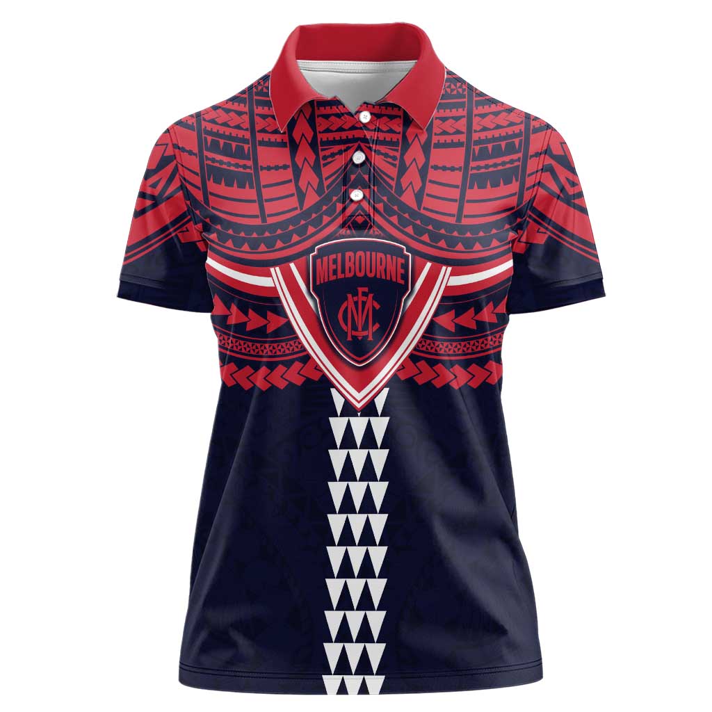 Personalized Melbourne Demons Women Polo Shirt Polynesian Tribal Pattern Heritage Football
