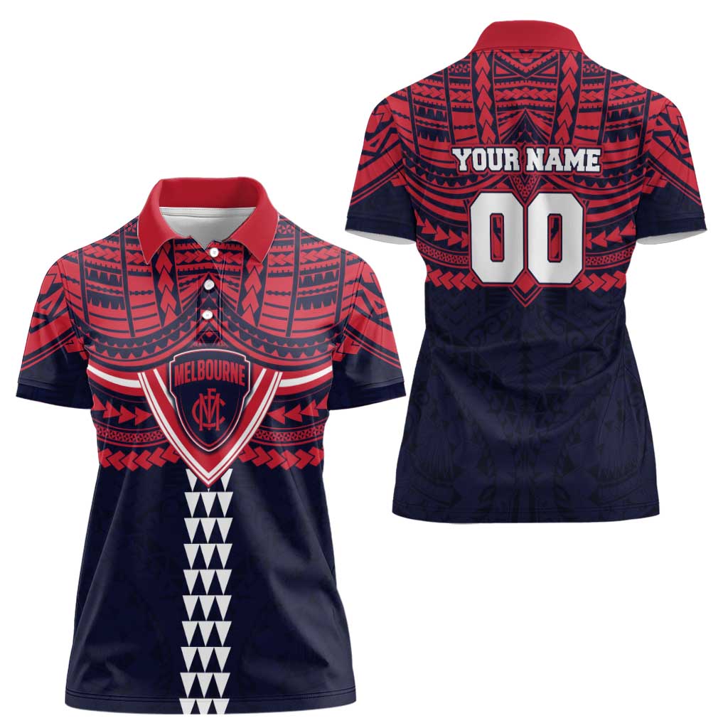 Personalized Melbourne Demons Women Polo Shirt Polynesian Tribal Pattern Heritage Football