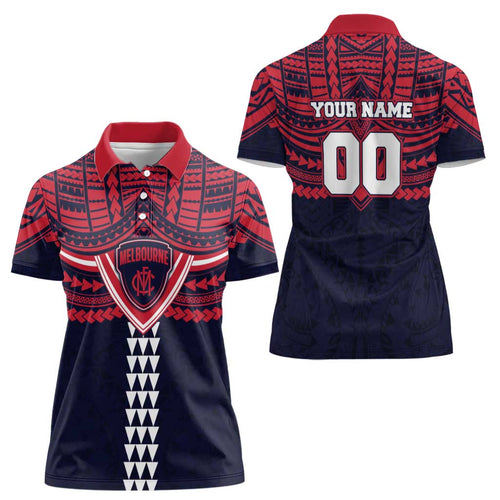 Personalized Melbourne Demons Women Polo Shirt Polynesian Tribal Pattern Heritage Football