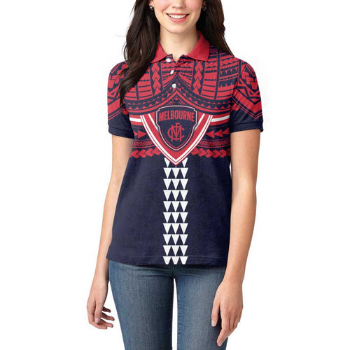 Personalized Melbourne Demons Women Polo Shirt Polynesian Tribal Pattern Heritage Football