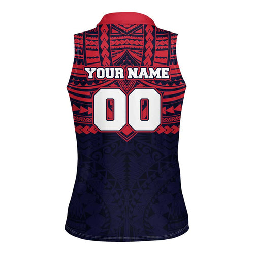 Personalized Melbourne Demons Women Sleeveless Polo Shirt Polynesian Tribal Pattern Heritage Football