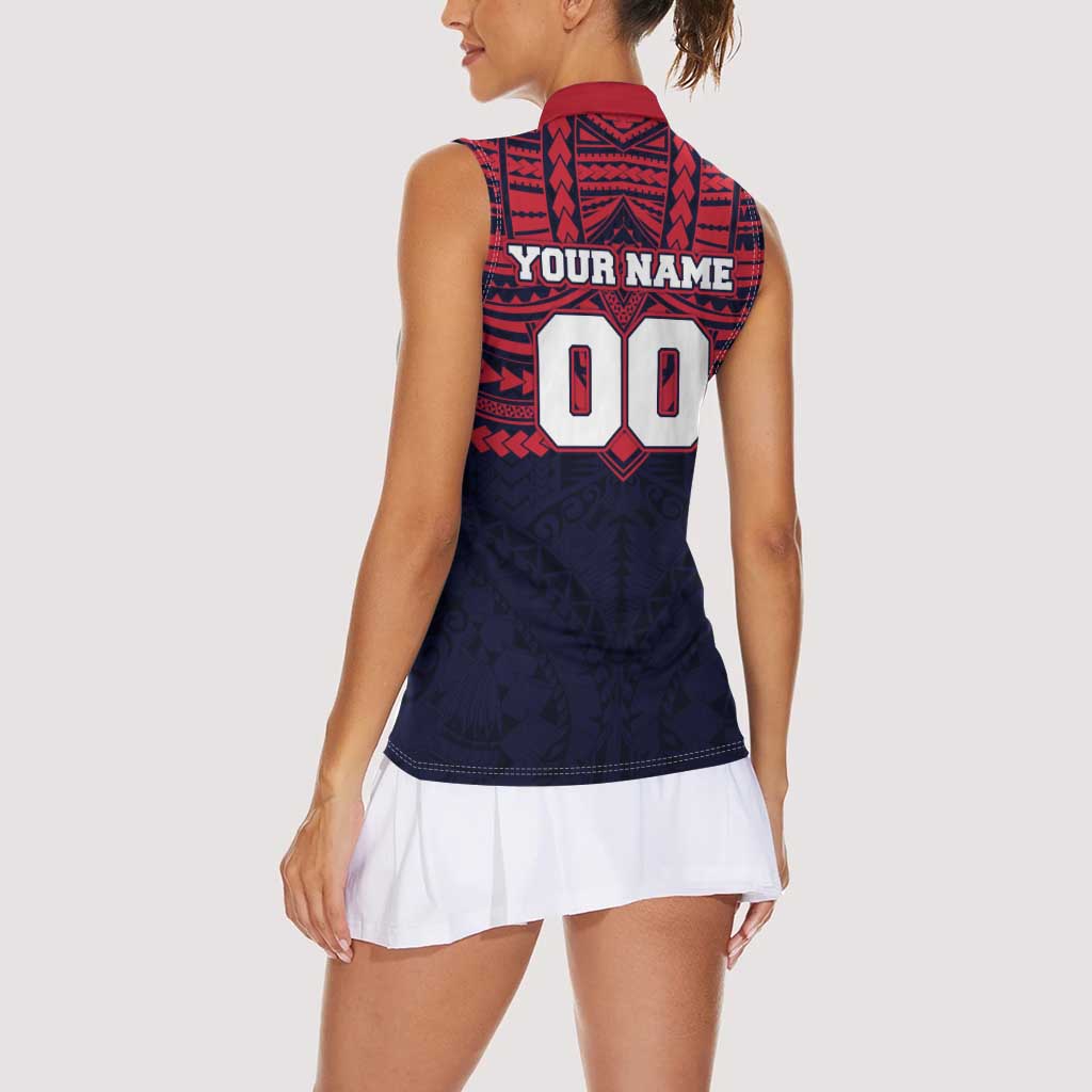 Personalized Melbourne Demons Women Sleeveless Polo Shirt Polynesian Tribal Pattern Heritage Football