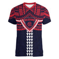 Personalized Melbourne Demons Women V-Neck T-Shirt Polynesian Tribal Pattern Heritage Football