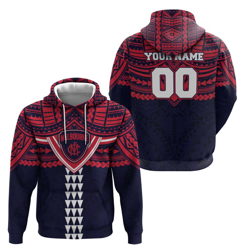 Personalized Melbourne Demons Zip Hoodie Polynesian Tribal Pattern Heritage Football
