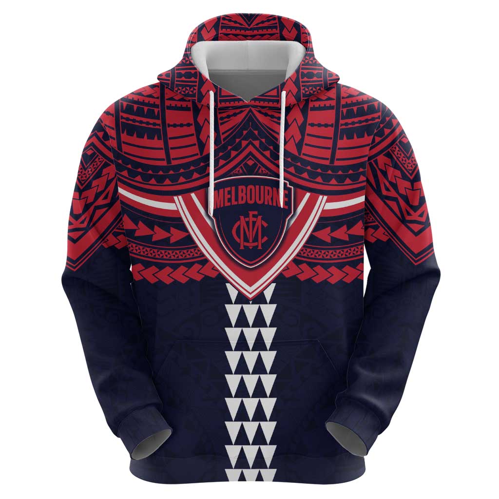 Personalized Melbourne Demons Zip Hoodie Polynesian Tribal Pattern Heritage Football