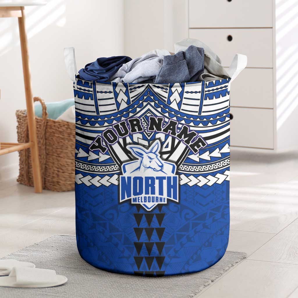 Personalized North Melbourne Kangaroos Laundry Basket Polynesian Tribal Pattern Heritage Football