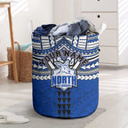 Personalized North Melbourne Kangaroos Laundry Basket Polynesian Tribal Pattern Heritage Football