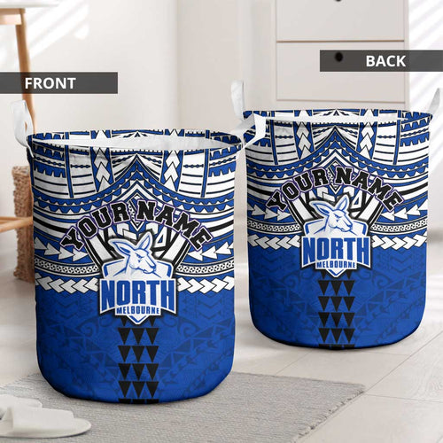 Personalized North Melbourne Kangaroos Laundry Basket Polynesian Tribal Pattern Heritage Football