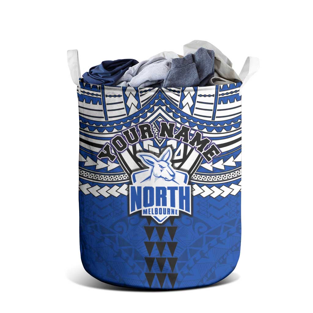 Personalized North Melbourne Kangaroos Laundry Basket Polynesian Tribal Pattern Heritage Football