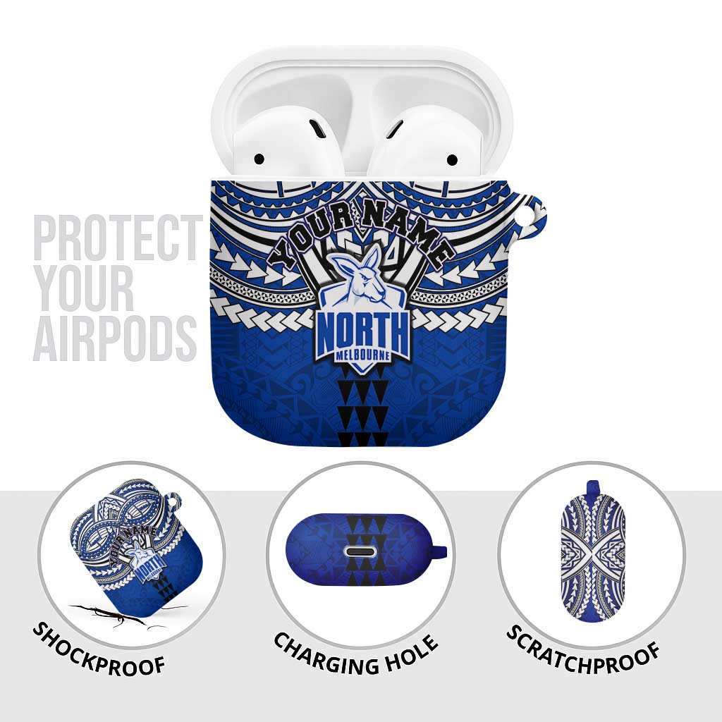Personalized North Melbourne Kangaroos AirPods Case Polynesian Tribal Pattern Heritage Football