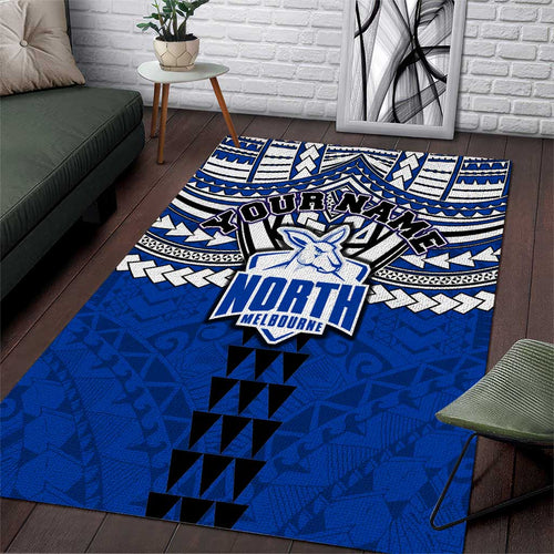 Personalized North Melbourne Kangaroos Area Rug Polynesian Tribal Pattern Heritage Football