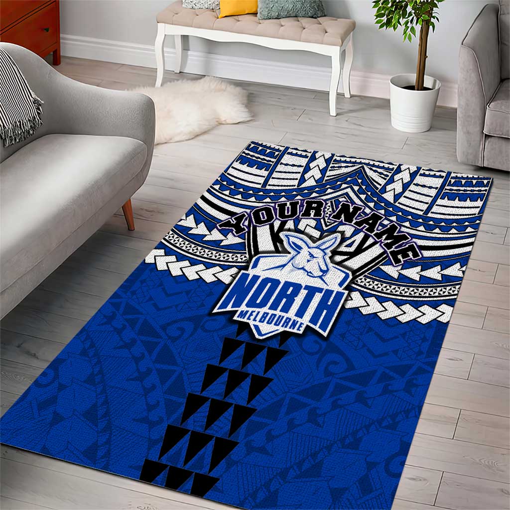 Personalized North Melbourne Kangaroos Area Rug Polynesian Tribal Pattern Heritage Football
