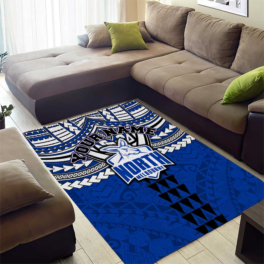 Personalized North Melbourne Kangaroos Area Rug Polynesian Tribal Pattern Heritage Football