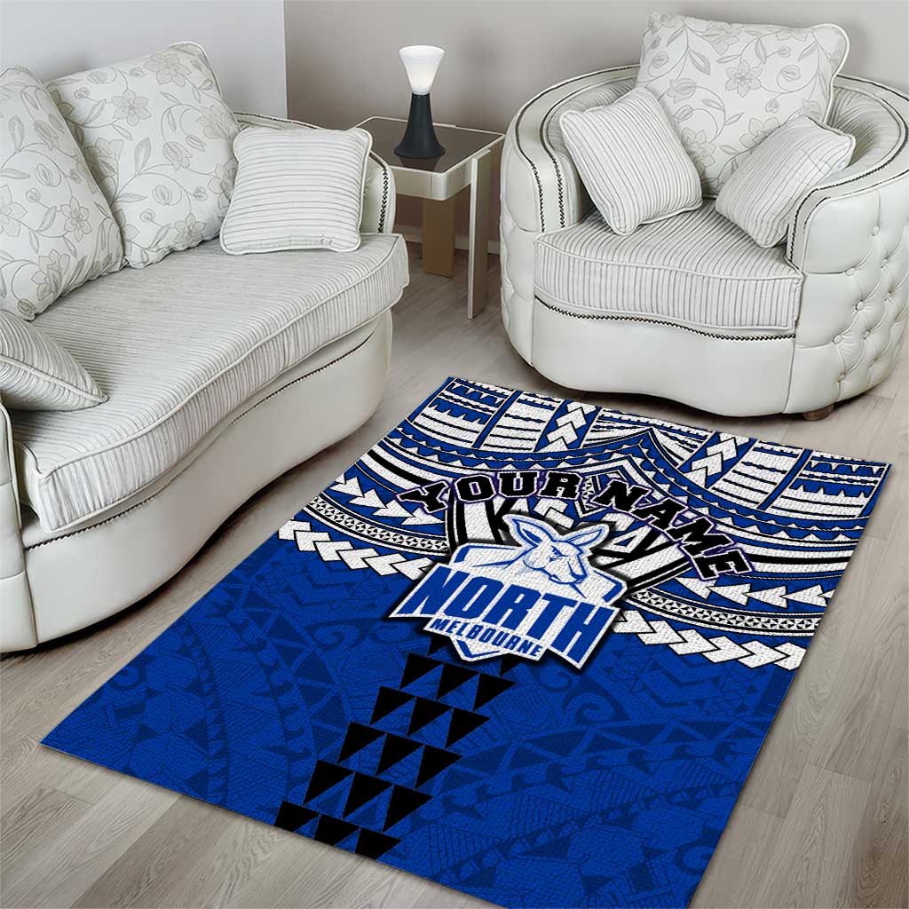 Personalized North Melbourne Kangaroos Area Rug Polynesian Tribal Pattern Heritage Football