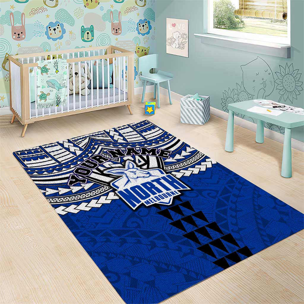 Personalized North Melbourne Kangaroos Area Rug Polynesian Tribal Pattern Heritage Football