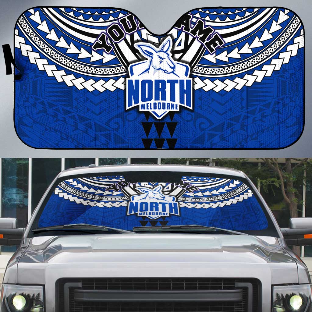 Personalized North Melbourne Kangaroos Auto Sun Shade Polynesian Tribal Pattern Heritage Football