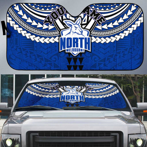Personalized North Melbourne Kangaroos Auto Sun Shade Polynesian Tribal Pattern Heritage Football