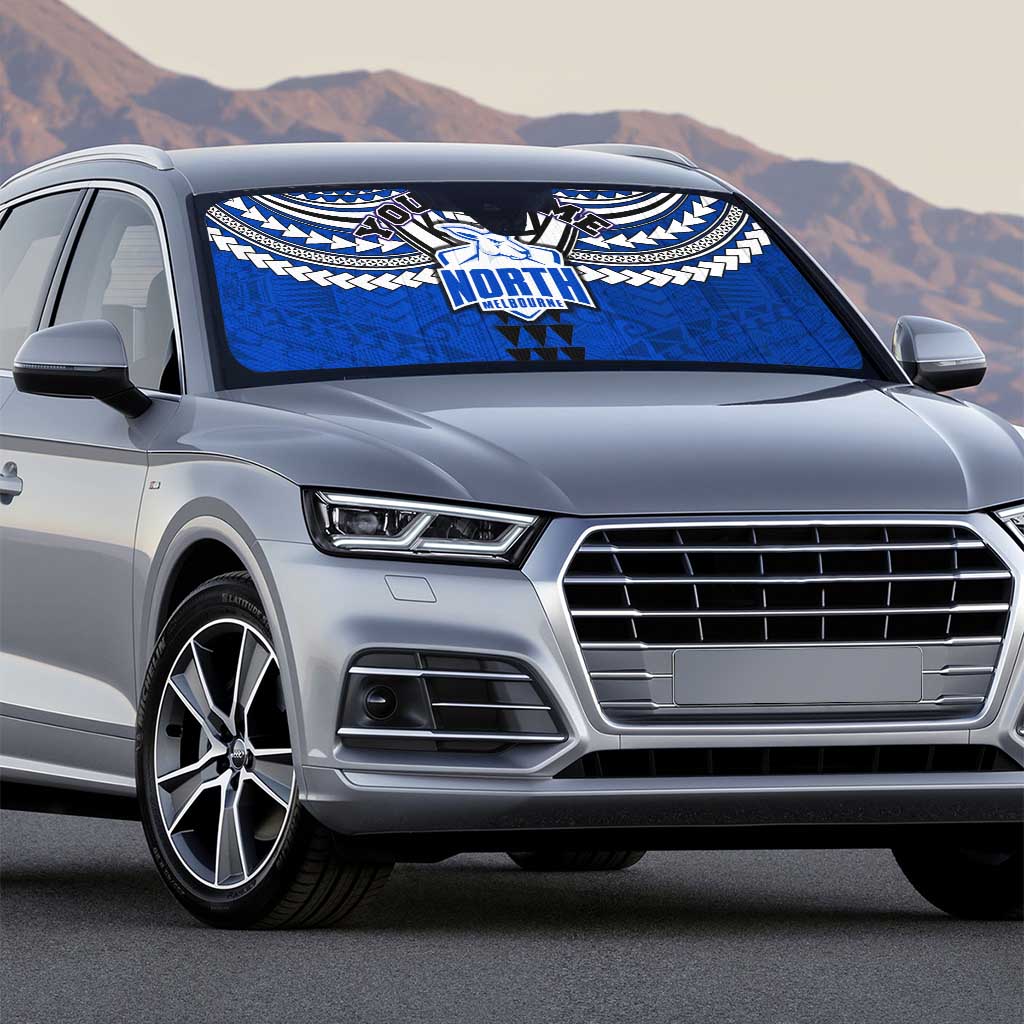 Personalized North Melbourne Kangaroos Auto Sun Shade Polynesian Tribal Pattern Heritage Football