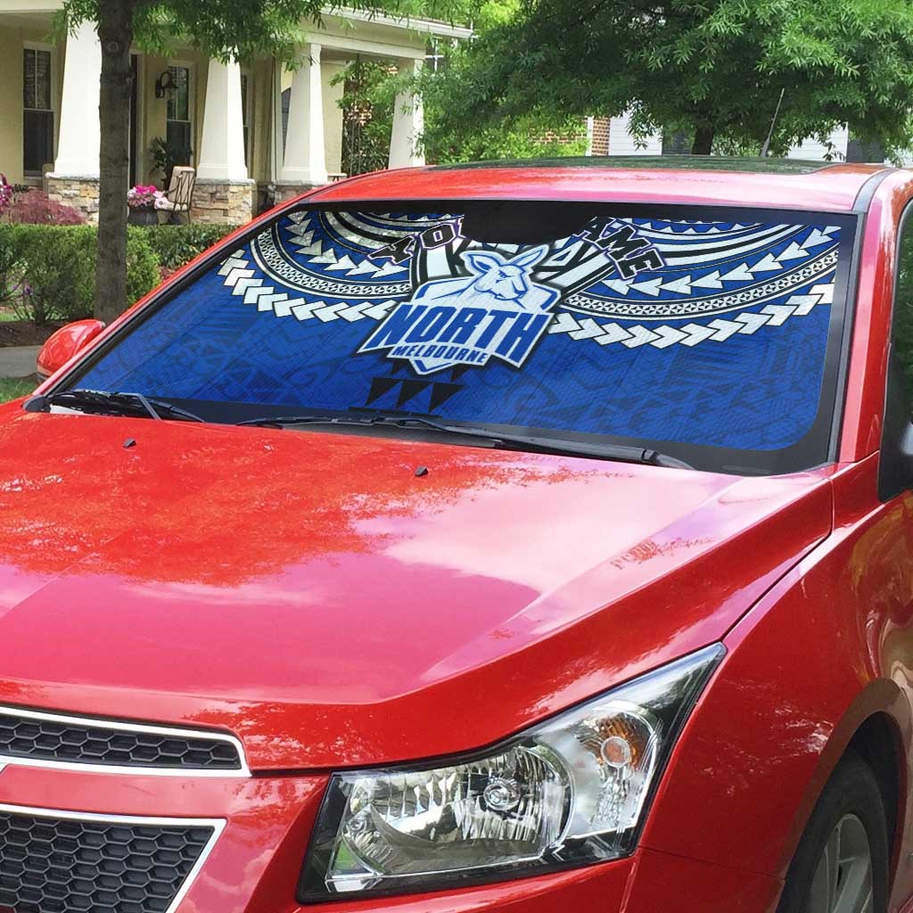 Personalized North Melbourne Kangaroos Auto Sun Shade Polynesian Tribal Pattern Heritage Football