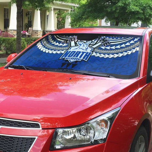 Personalized North Melbourne Kangaroos Auto Sun Shade Polynesian Tribal Pattern Heritage Football