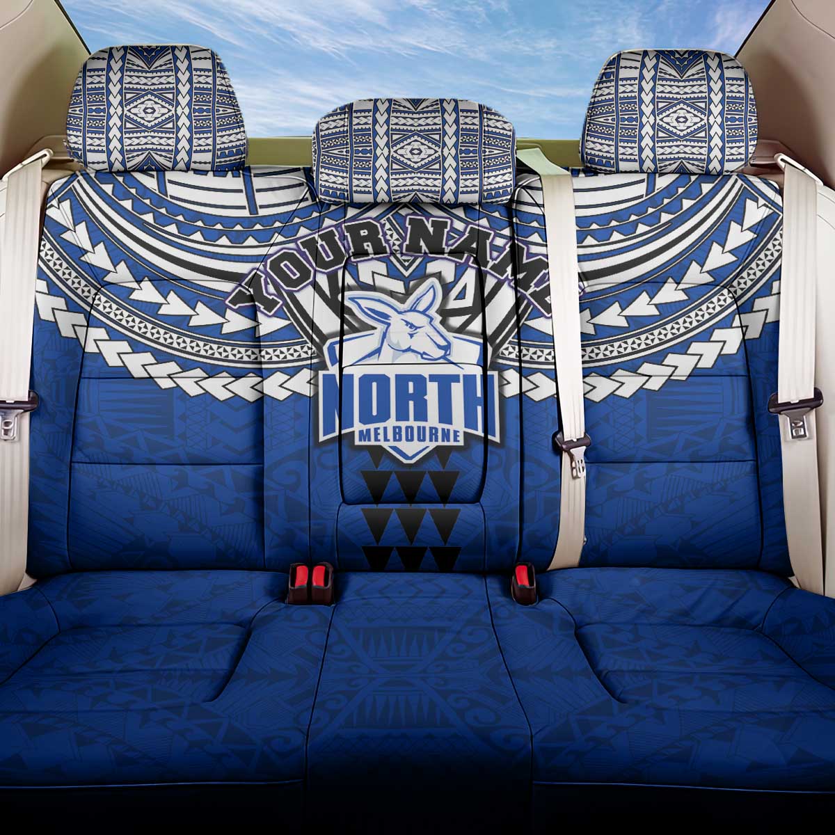 Personalized North Melbourne Kangaroos Back Car Seat Cover Polynesian Tribal Pattern Heritage Football